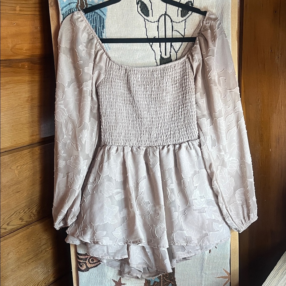 Elegant Beige Long Sleeve romper